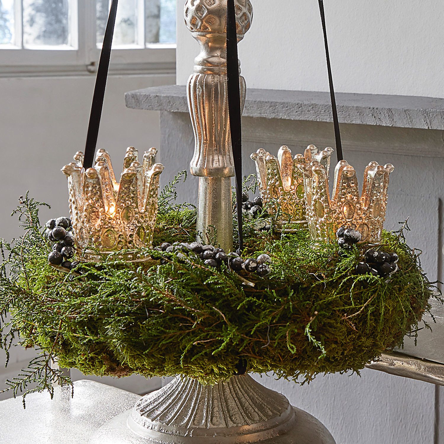 Mirabeau Adventskranz Steckwindlicht 4er Set Melina antiksilber