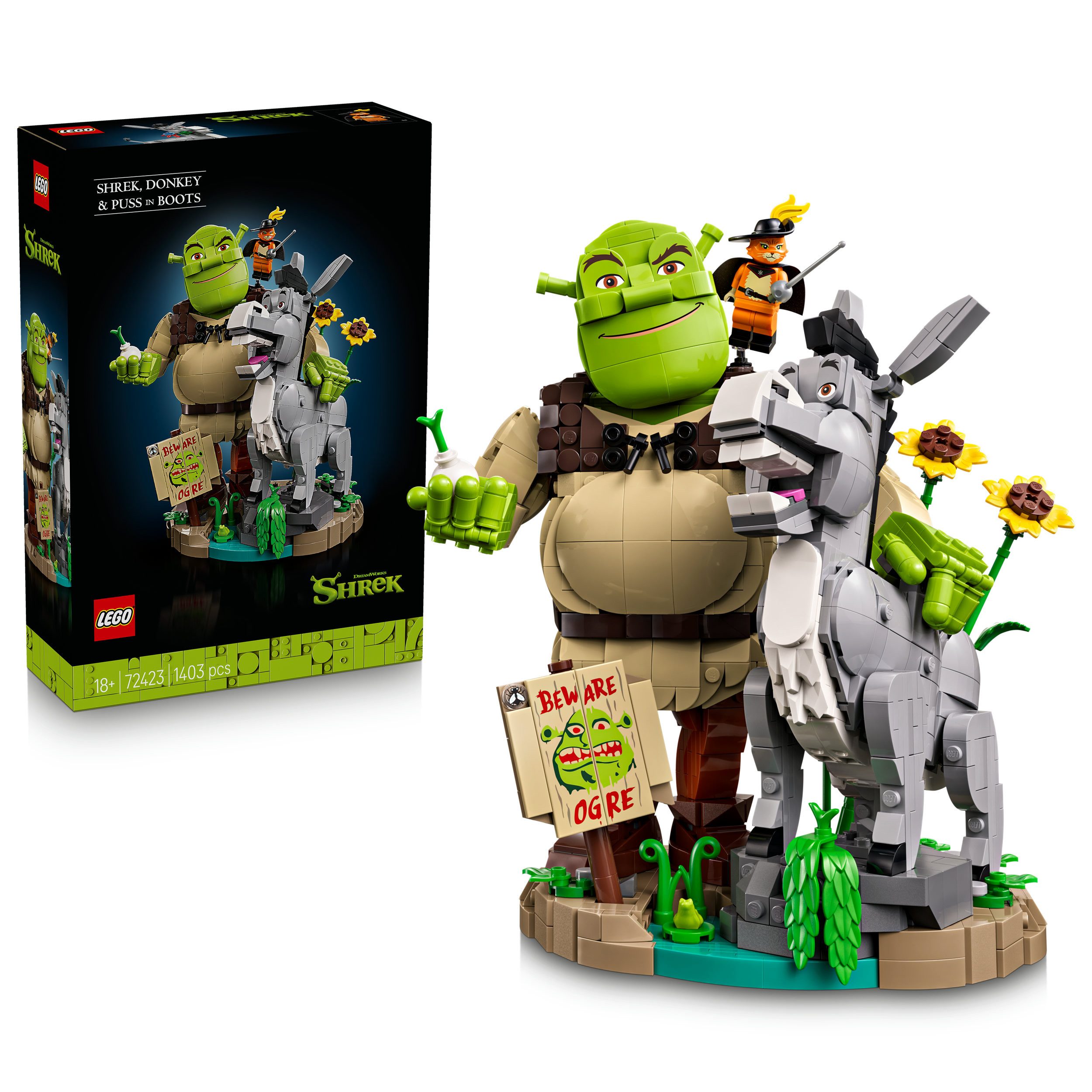 Shrek, Esel und Der Gestiefelte Kater (72423), LEGO Shrek Konstruktionsspielsteine