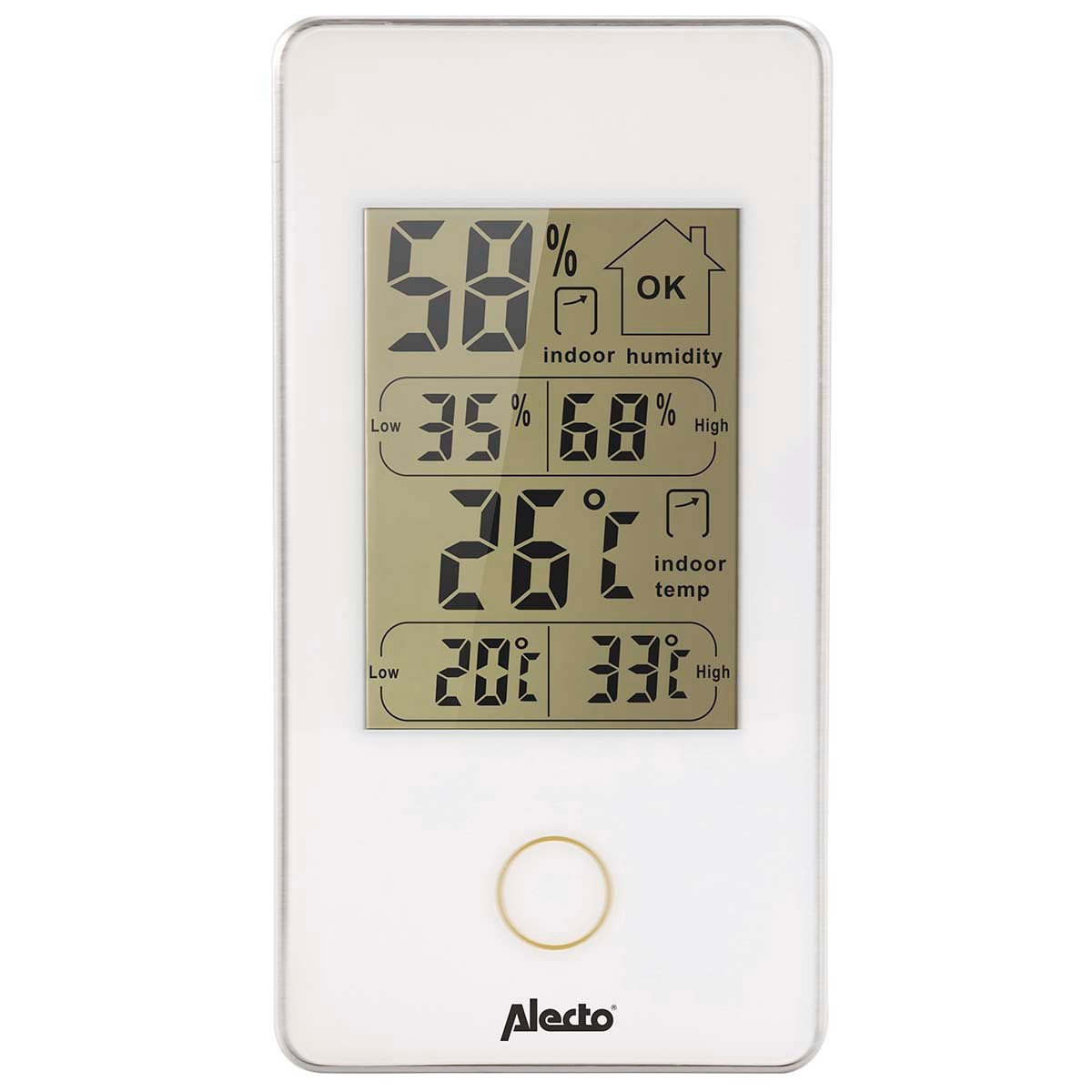Alecto Raumthermometer WS-75, 1-tlg., Thermometer/Hygrometer, Kompakt, Min/Max-Speicher, Warnfunktion