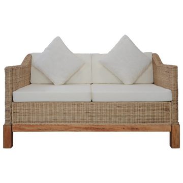 vidaXL Sofa 2-Sitzer-Sofa mit Kissen Natürliches Rattan