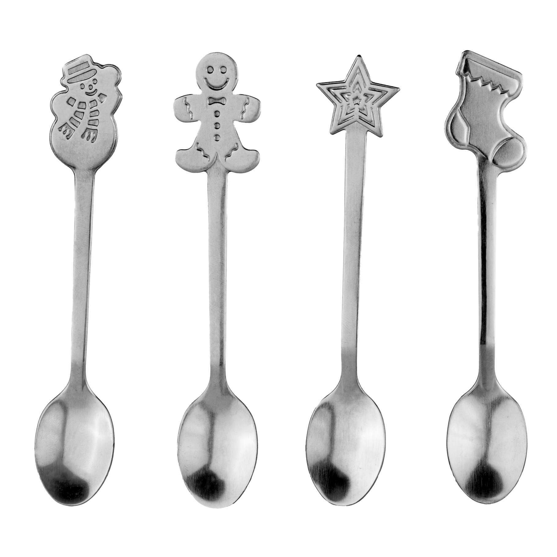 Rungassi Besteck-Set 4 er Set Kaffee Löffel Dessertlöffel Weihnachtsmotive 13cm Motive
