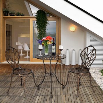PHOEBE CAT Balkonset, (3-tlg), 3tlg Bistroset Gartenset Gartenmöbel Sitzgruppe aus Aluminiumguss, 1 Gartentisch & 2 Stühlen, Terrassenset für 2 Personen, Antik