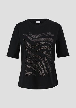s.Oliver BLACK LABEL Kurzarmshirt T-Shirt mit Pailletten Pailletten