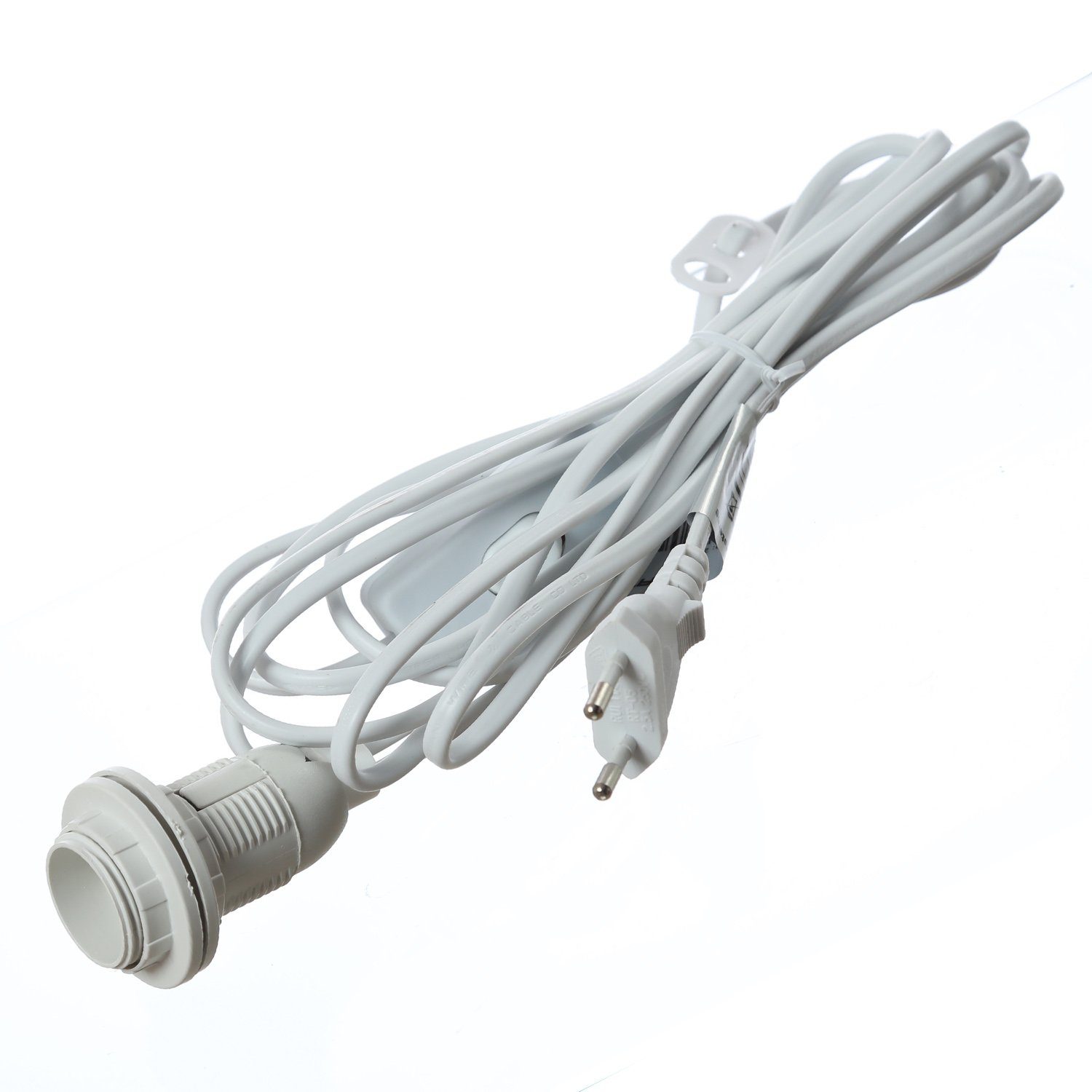 MARELIDA Hängeleuchte Kabel für u.Hängeartikel E14 weiß 3,5m Schalter Fassung Leuchtsterne
