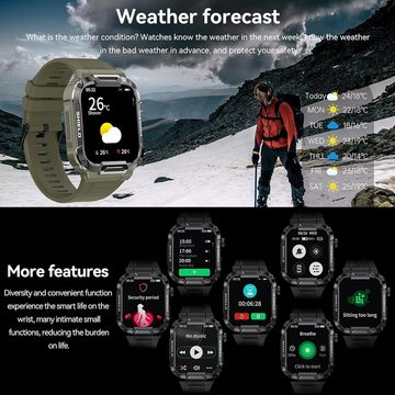 findtime Smartwatch (1,85 Zoll, Android, iOS), mit Telefonfunktion, Outdoor Sportuhr Tactical Watch Sportuhren IP68