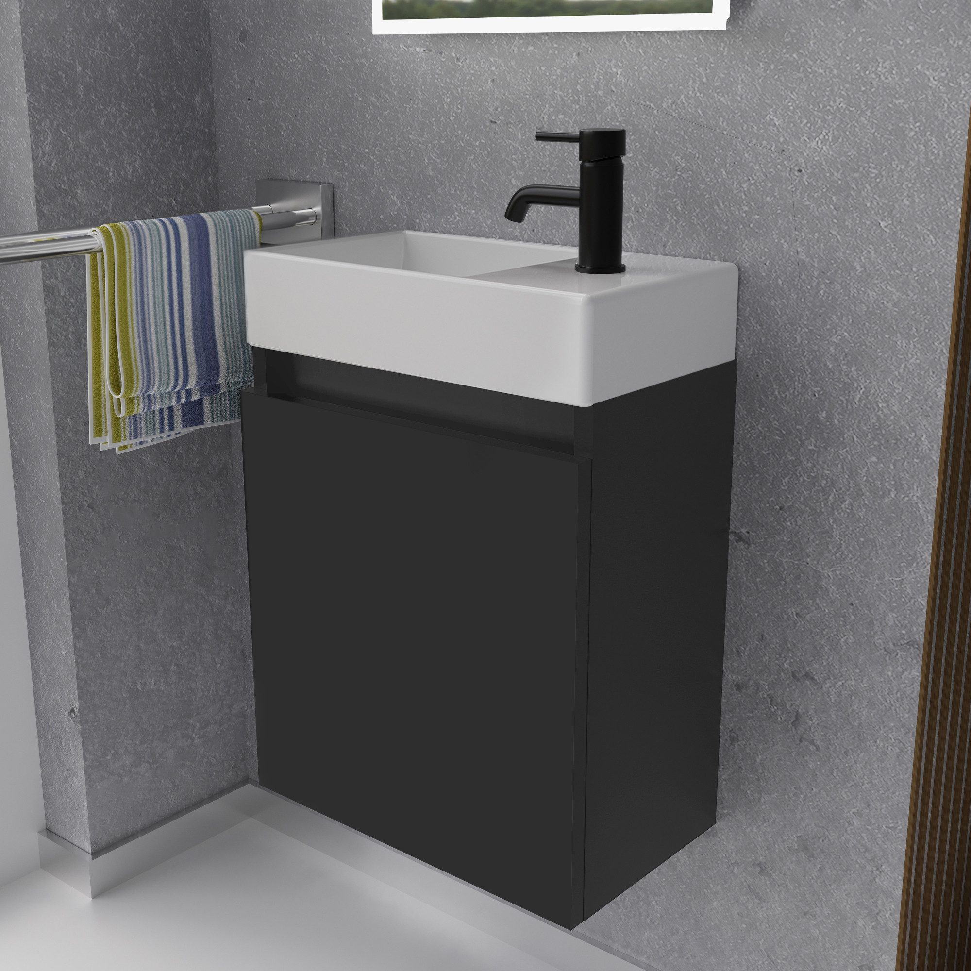 Alpenberger Badmöbel-Set Gäste WC Waschbecken mit Unterschrank - Badschrank günstig online kaufen