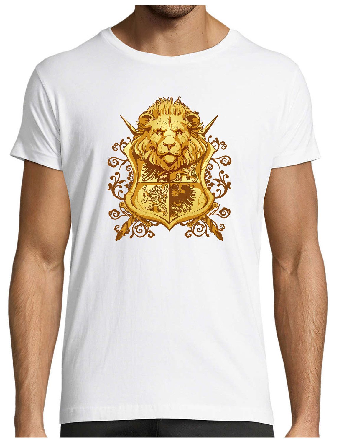T-Shirt Herren Print Shirt - Majestätisches Löwenwappen T-Shirt