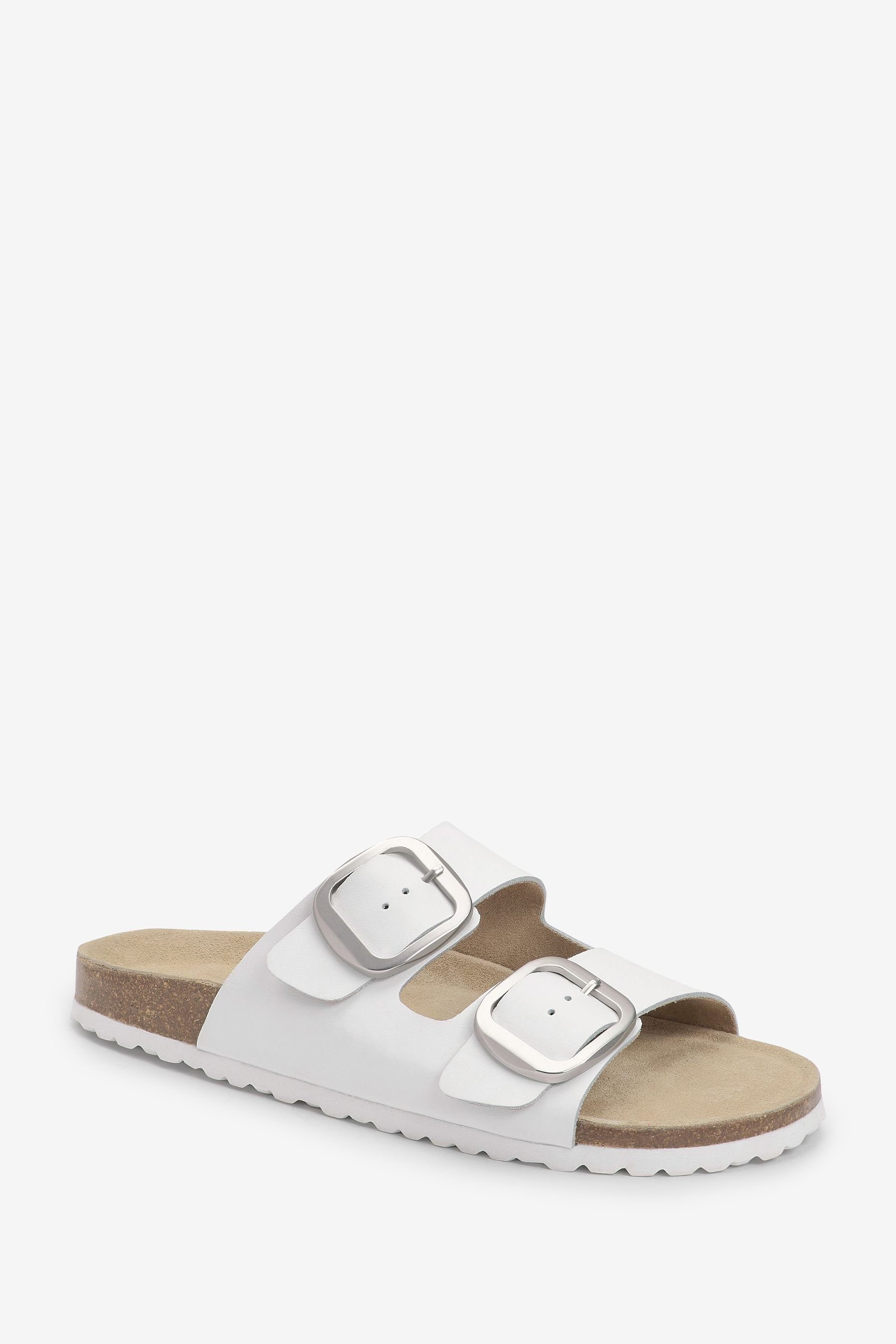 Leder White Fußbett Doppelriemen aus Next Sandalen und Sandale (1-tlg) mit