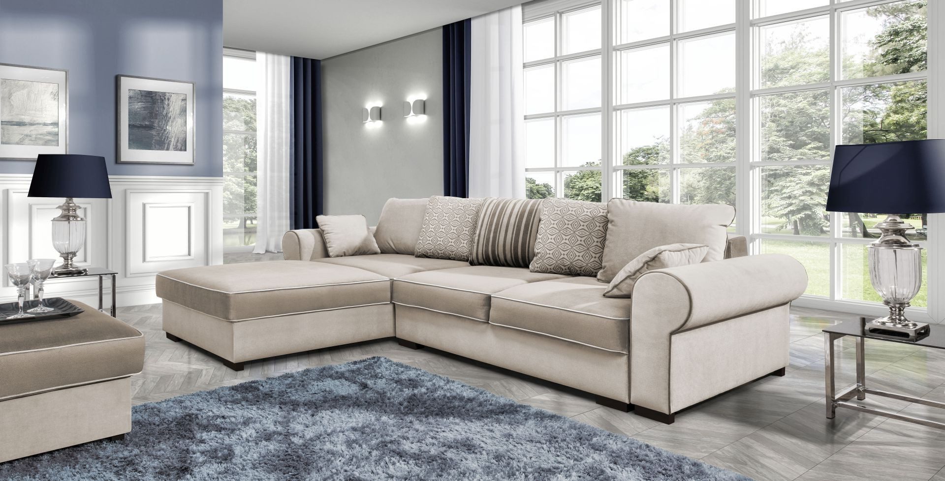Xlmoebel Ecksofa Moderne L-Form Couch aus Textil in elegantem Design, Hergestellt in Europa