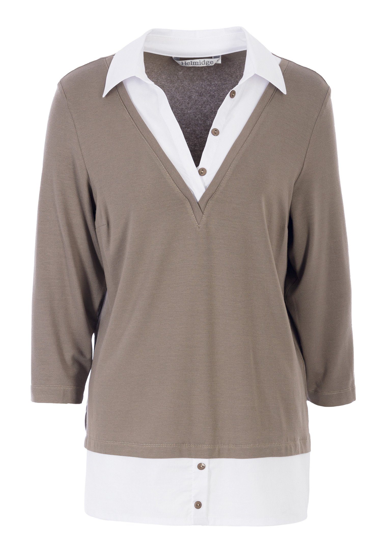 Kragen HELMIDGE Shirtbluse mit beige