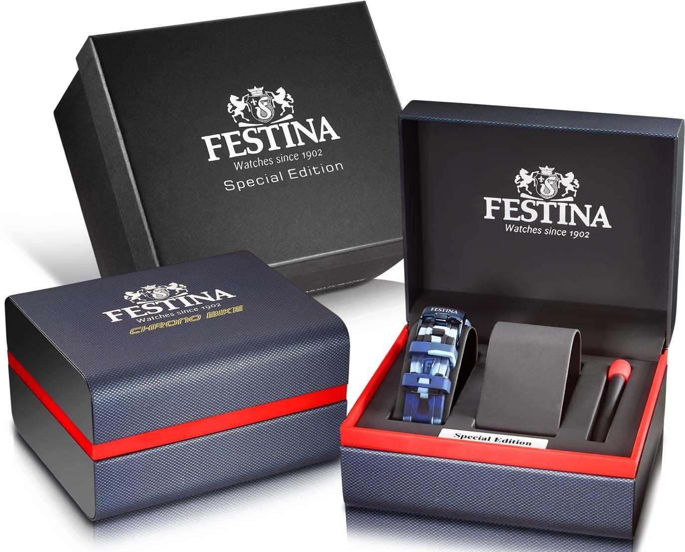 Festina Chronograph Chrono Bike - Special Edition F20643/1, (Set, 3-tlg., Uhr mit Wechselband und Werkzeug), Armbanduhr, Quarzuhr, Herrenuhr, Stoppfunktion, ideal als Geschenk