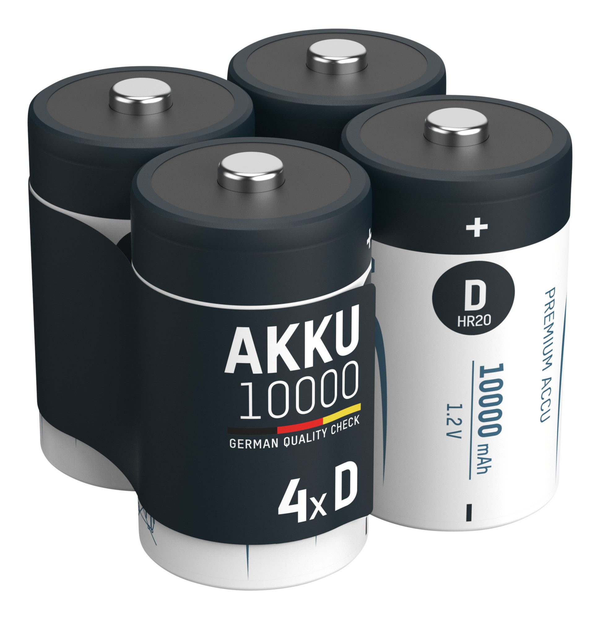 ANSMANN AG Akku Mono D 9300 mAh 1,2V NiMh, 4 Stück Akku 10000 mAh (1.2 V)