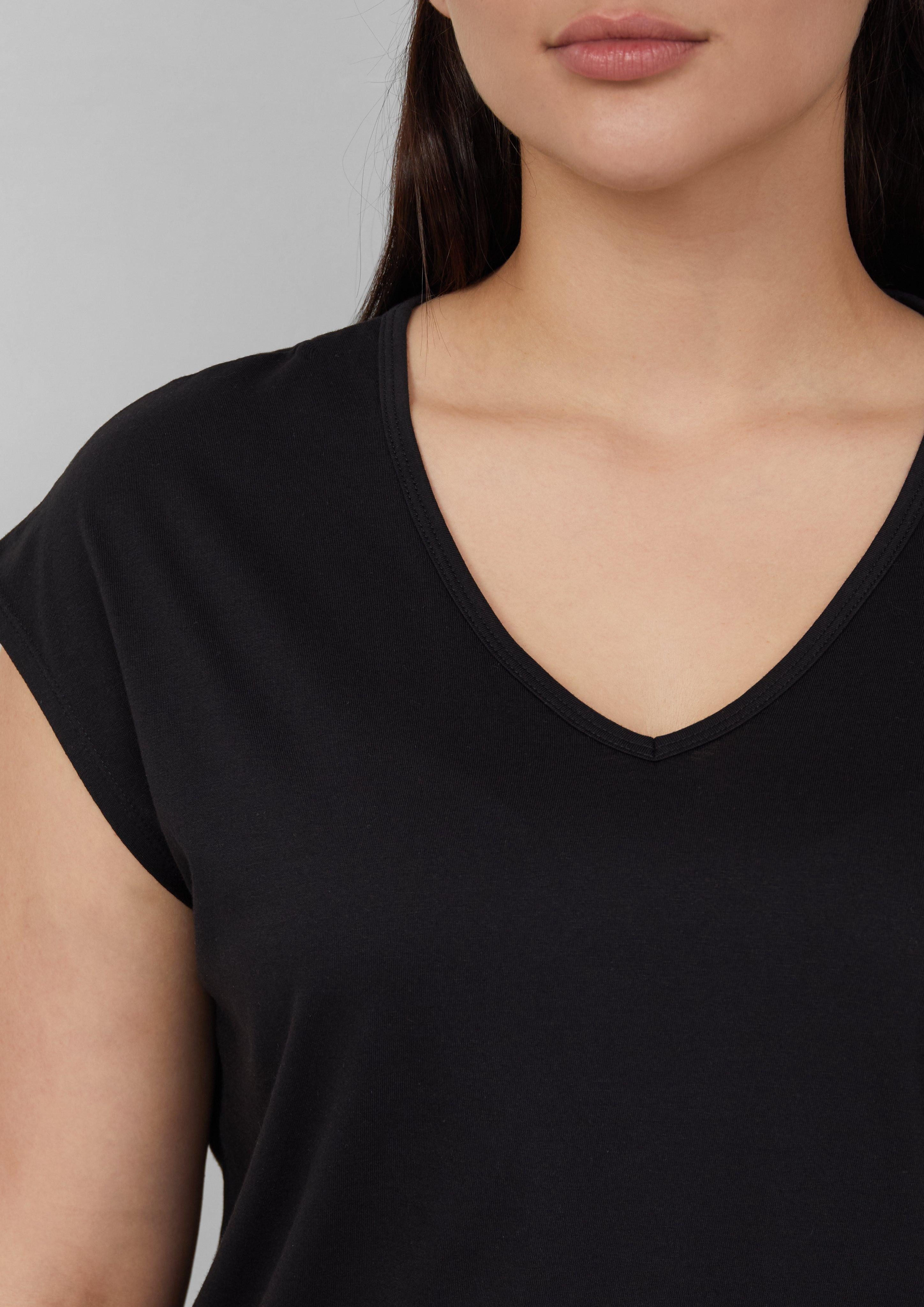 s.Oliver Kurzarmshirt T-Shirt mit V-Ausschnitt im günstig online kaufen