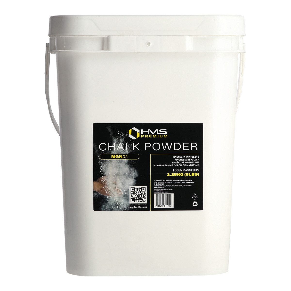 HMS Premium Chalkbag 2,25kg Gym Chalk Pulver Sportkreide Magnesia Kletterkreide, für Calisthenics, Klettern, Bouldern, Crossfit, Gymnastik uvm.