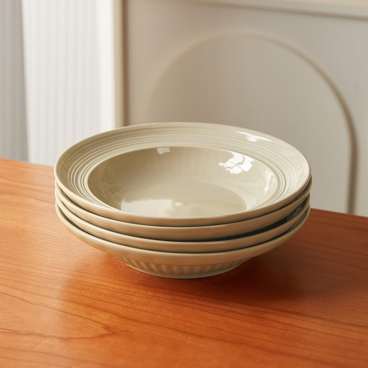JIWOO Suppenteller 4er Ø20,3 cm, Speiseteller Pastateller Salatteller Dessertteller Plate, (24 St), Keramik Plate Hochwertige TellersetBraun mikrowellen spülmas – Bild 5 von 5