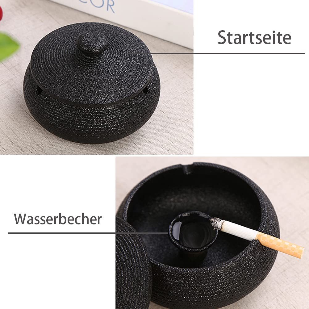 SURFOU Aschenbecher Aschenbecher für draussen mit deckel groß keramik outdoor aschenbecher, Wind- und geruchsdichter Aschenbecher für Draußen, Zuhause und Büro – Bild 3 von 5