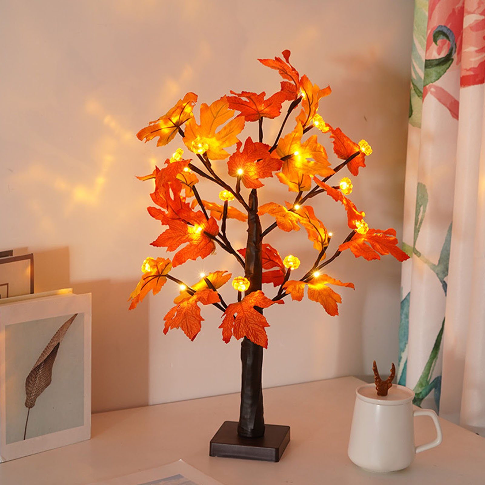 Rutaqian Lichterkette LED Ahornblatt Baum Licht, Dekoration Blätter