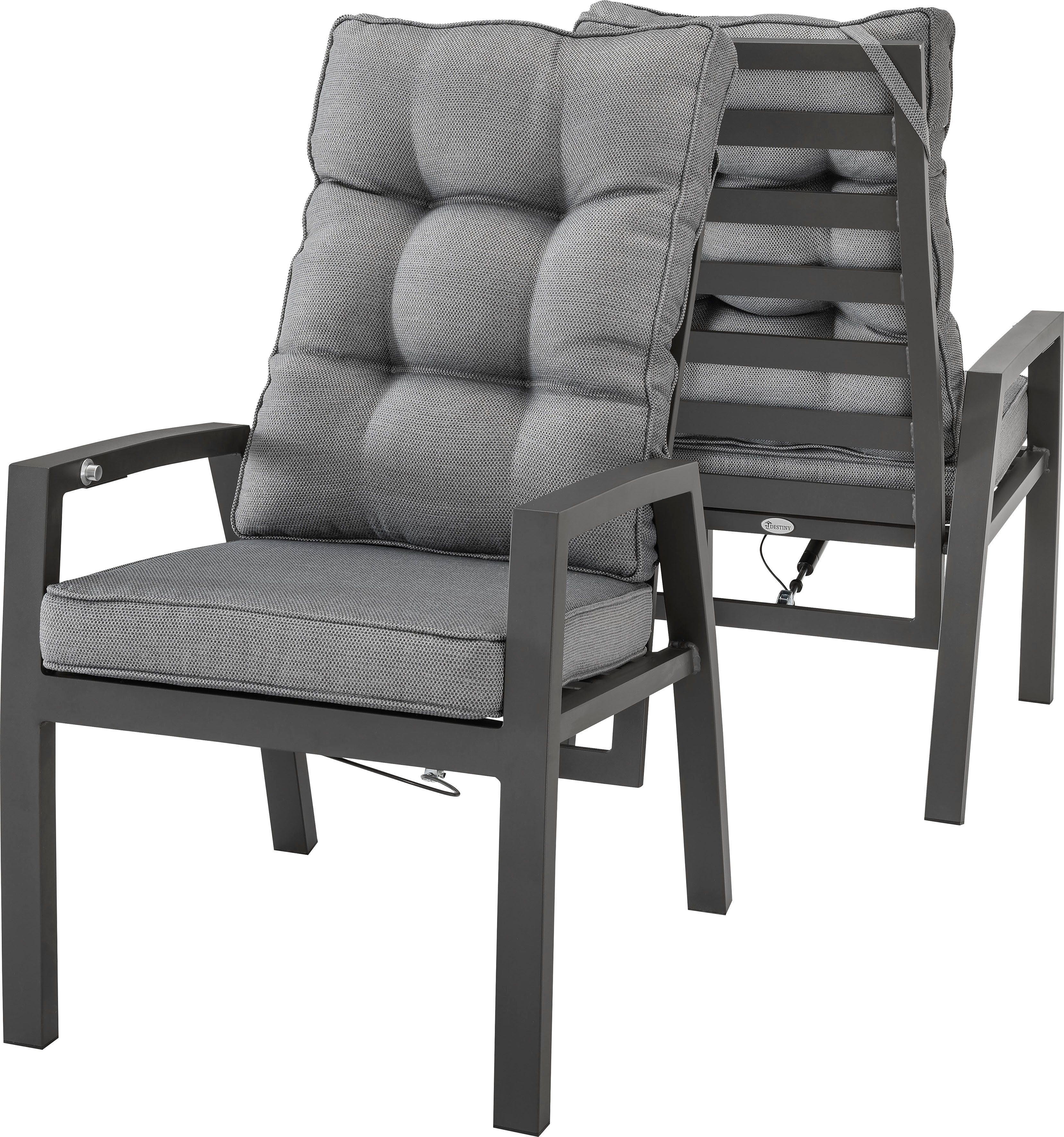 inkl. Destiny Aluminium, und Hochlehner GARDA für Auflagen Rücken verstellbar, 2 St), stufenlos Sitz- (Set,