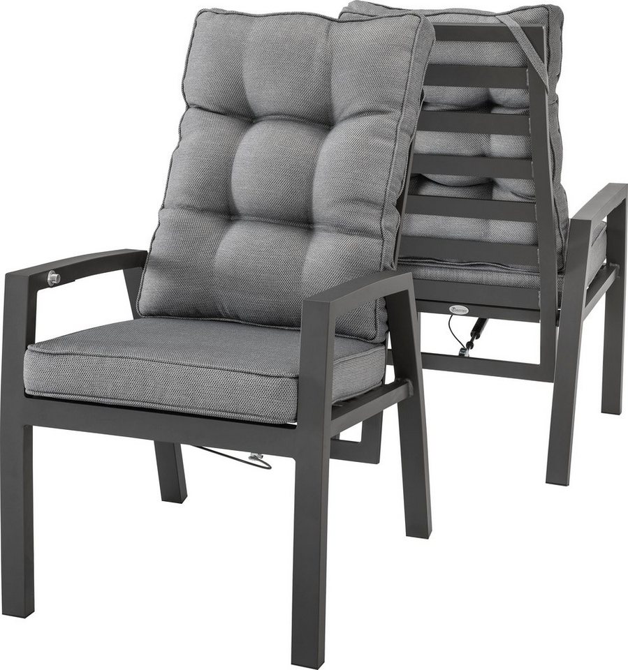 Destiny Hochlehner GARDA (Set, 2 St), Aluminium, stufenlos verstellbar, inkl.  Auflagen für Sitz- und Rücken, Stufenlos verstellbar