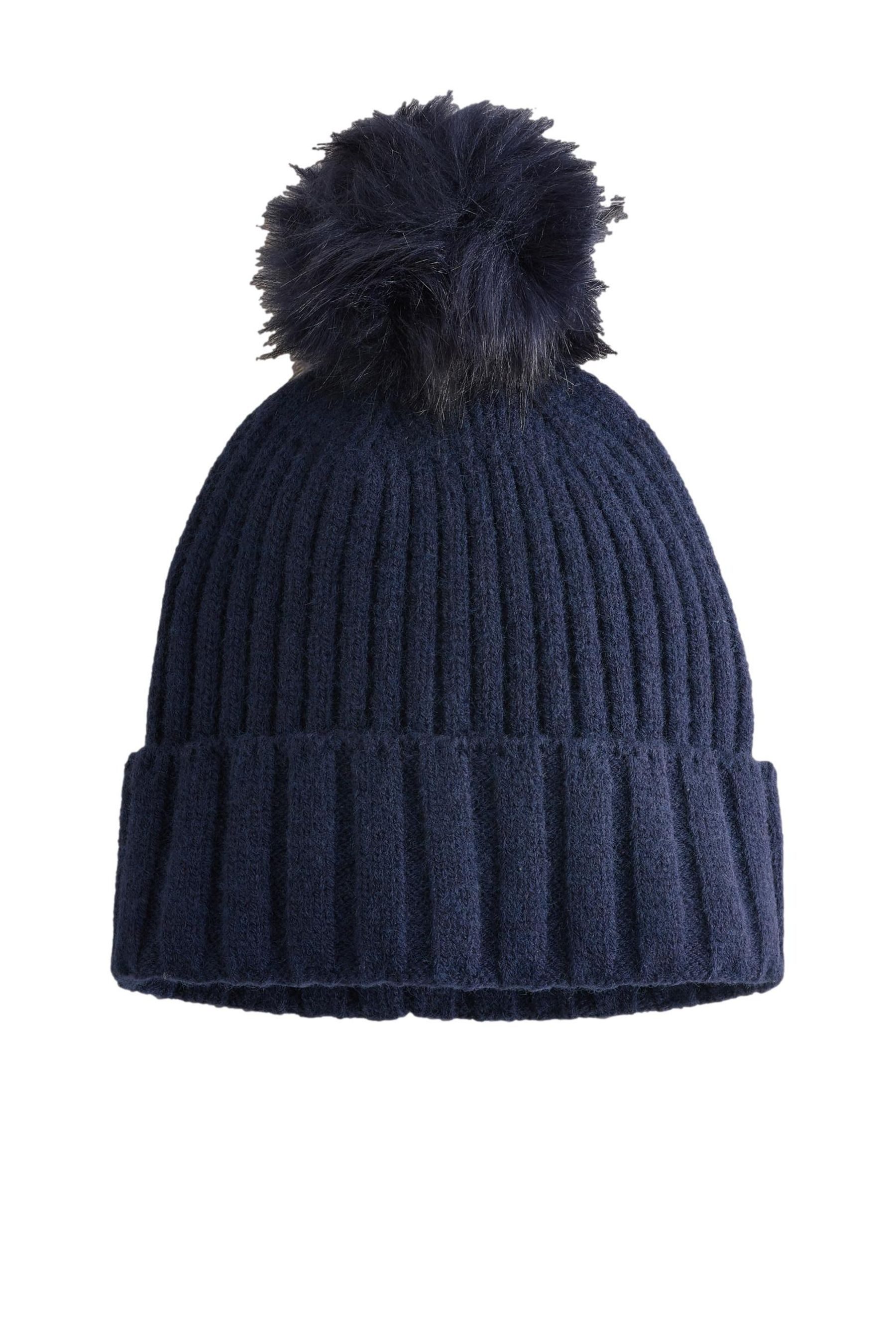 Bommelmütze Gerippte Beanie mit Bommel