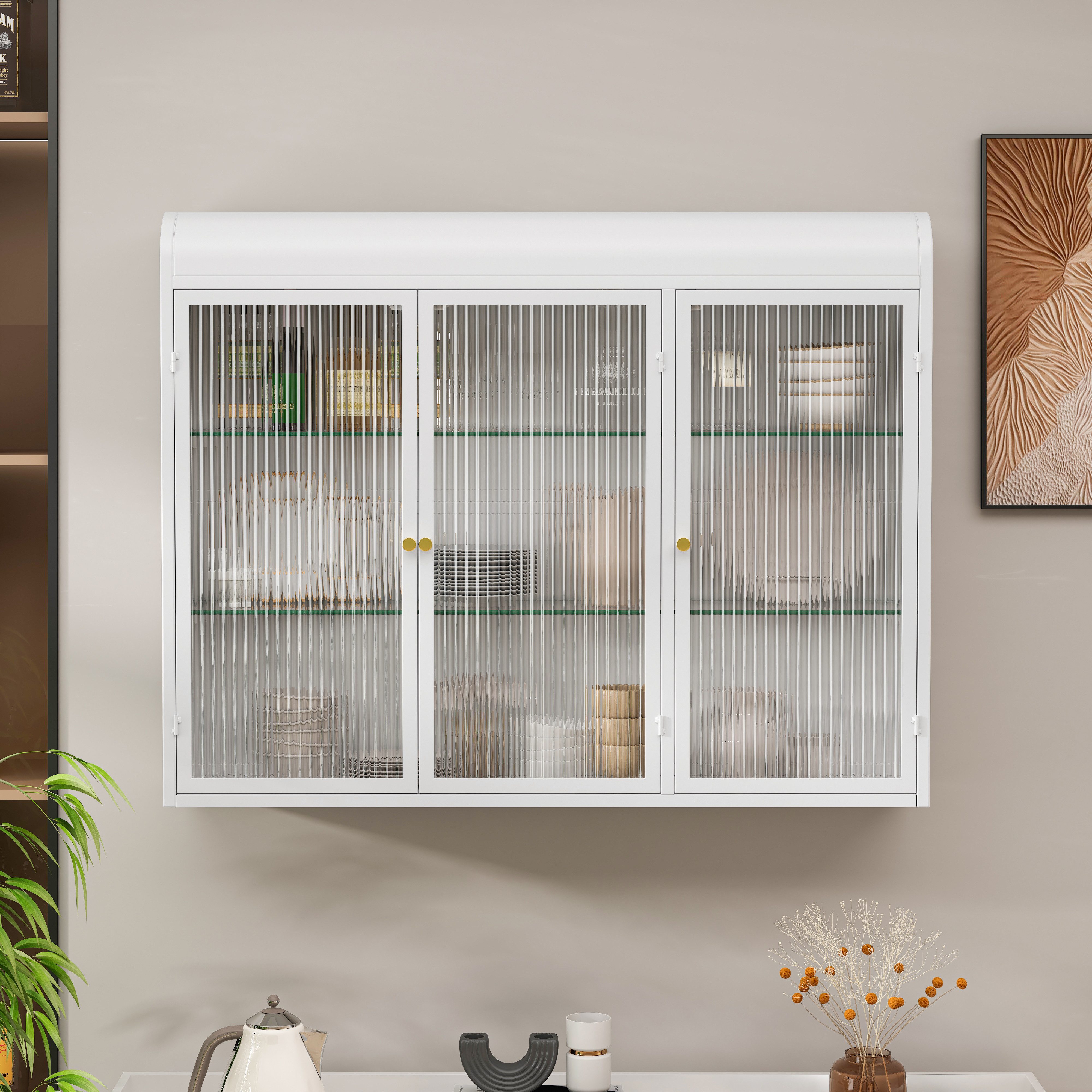 Celya Wandhängeschrank Glas-Wandregal,Hängeschrank küche, Drei Glastüren,Dr günstig online kaufen