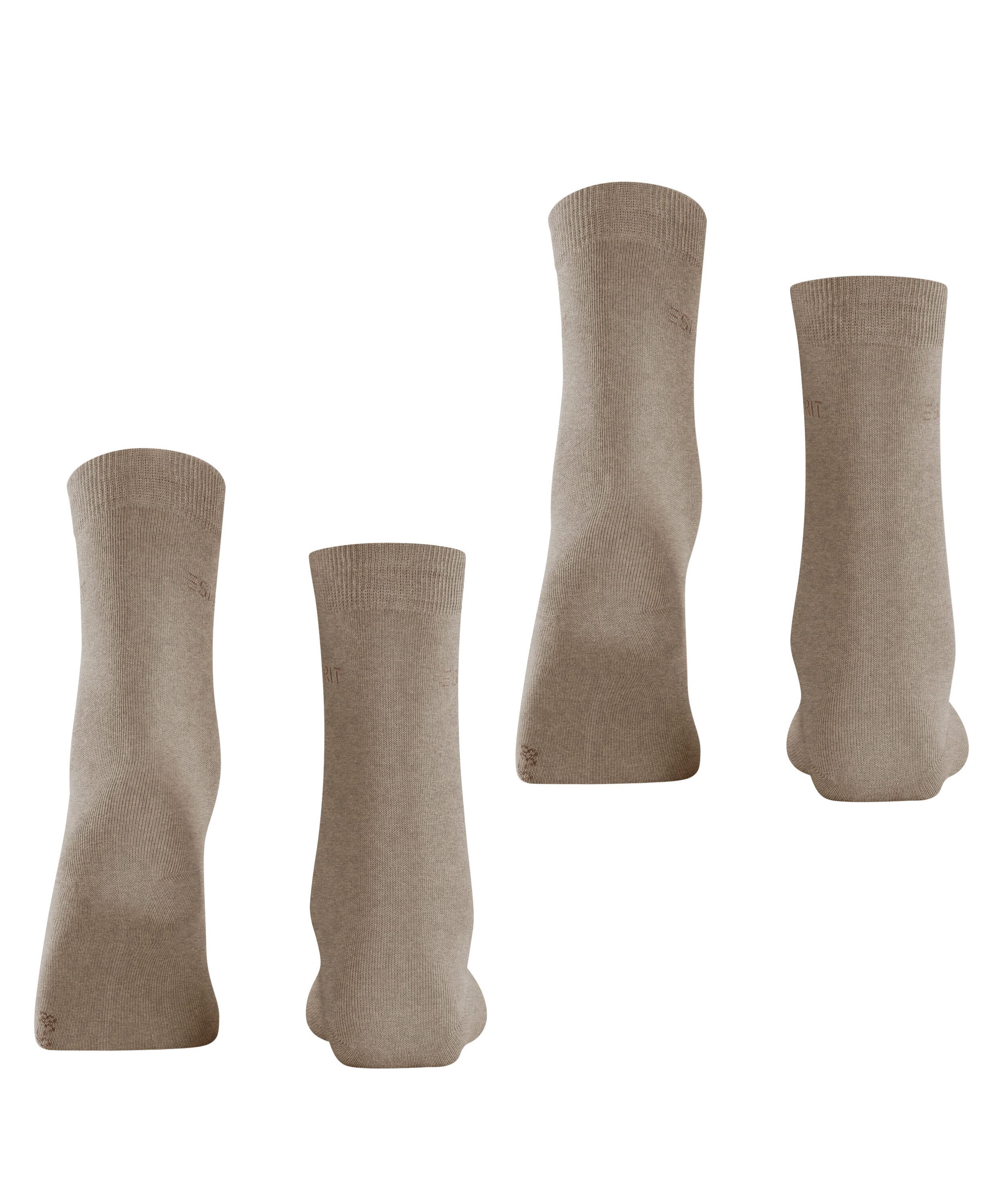 Esprit Socken Uni (2-Paar, 2er Pack) aus elastischem Material, atmungsaktiv