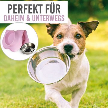 KaraLuna Futternapf Silikon Napfunterlage mit Edelstahl Näpfen I Hundenapf Katzennapf, Edelstahl