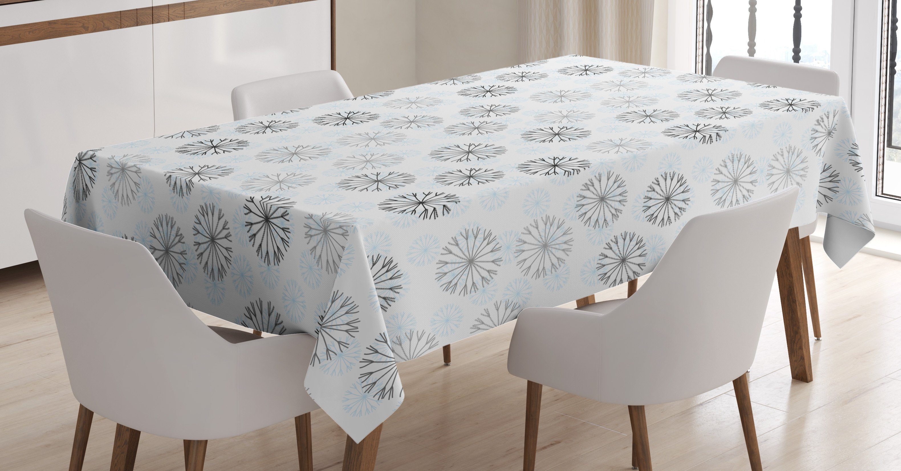 Abstrakt geeignet Klare Farbfest Tischdecke Schneeflocken den Außen Abakuhaus Farben, Für Neutral Winter Waschbar Bereich
