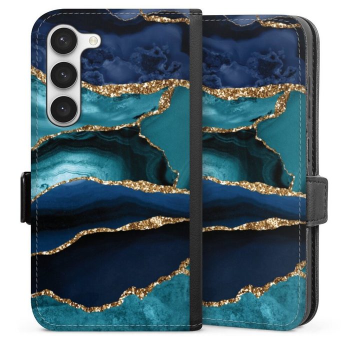 DeinDesign Handyhülle Marmor Trends Glitzer Look Samsung Galaxy S23 Hülle Handy Flip Case Wallet Cover