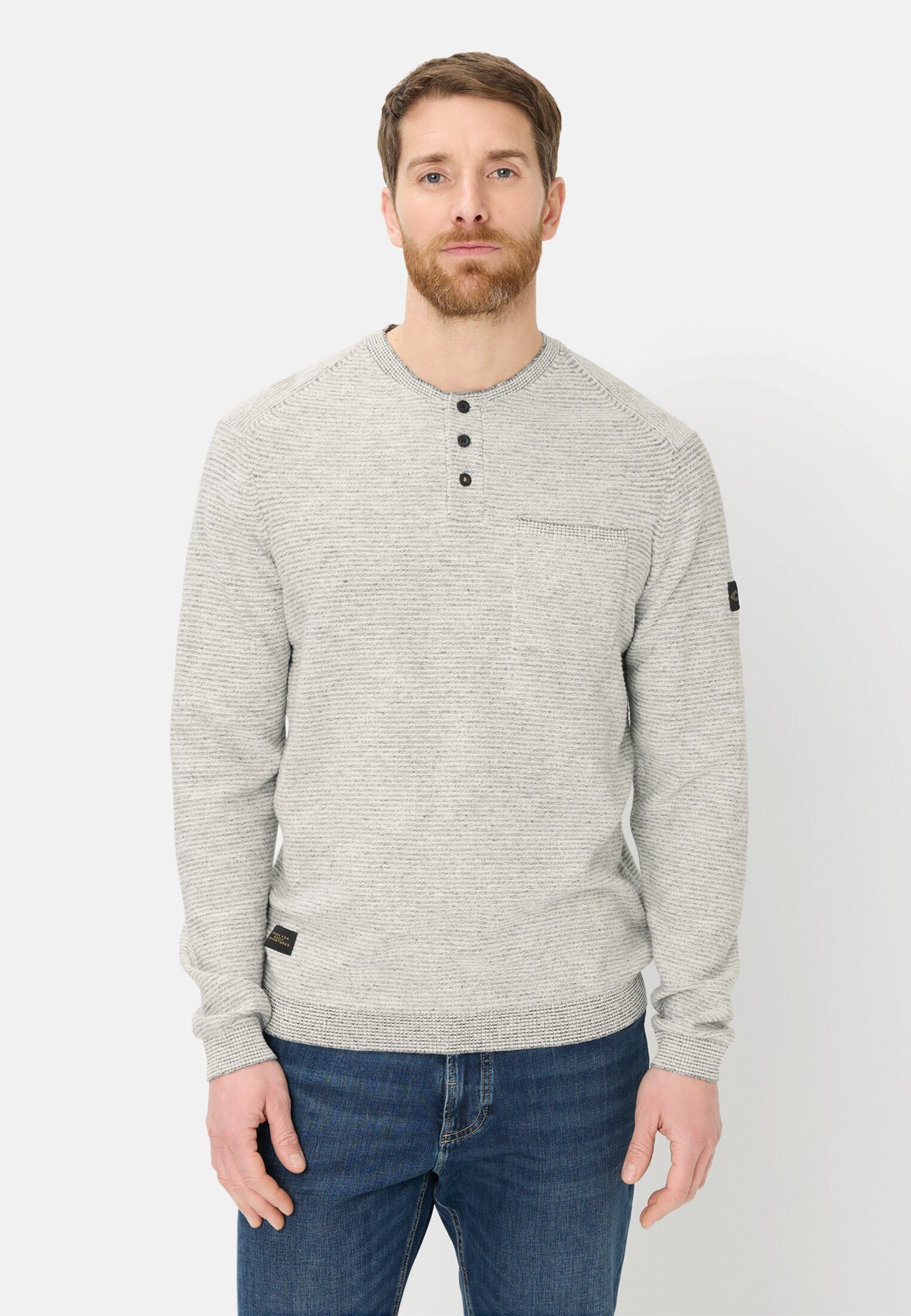 camel active Henleyshirt Pullover mit Henley Kragen Langarm