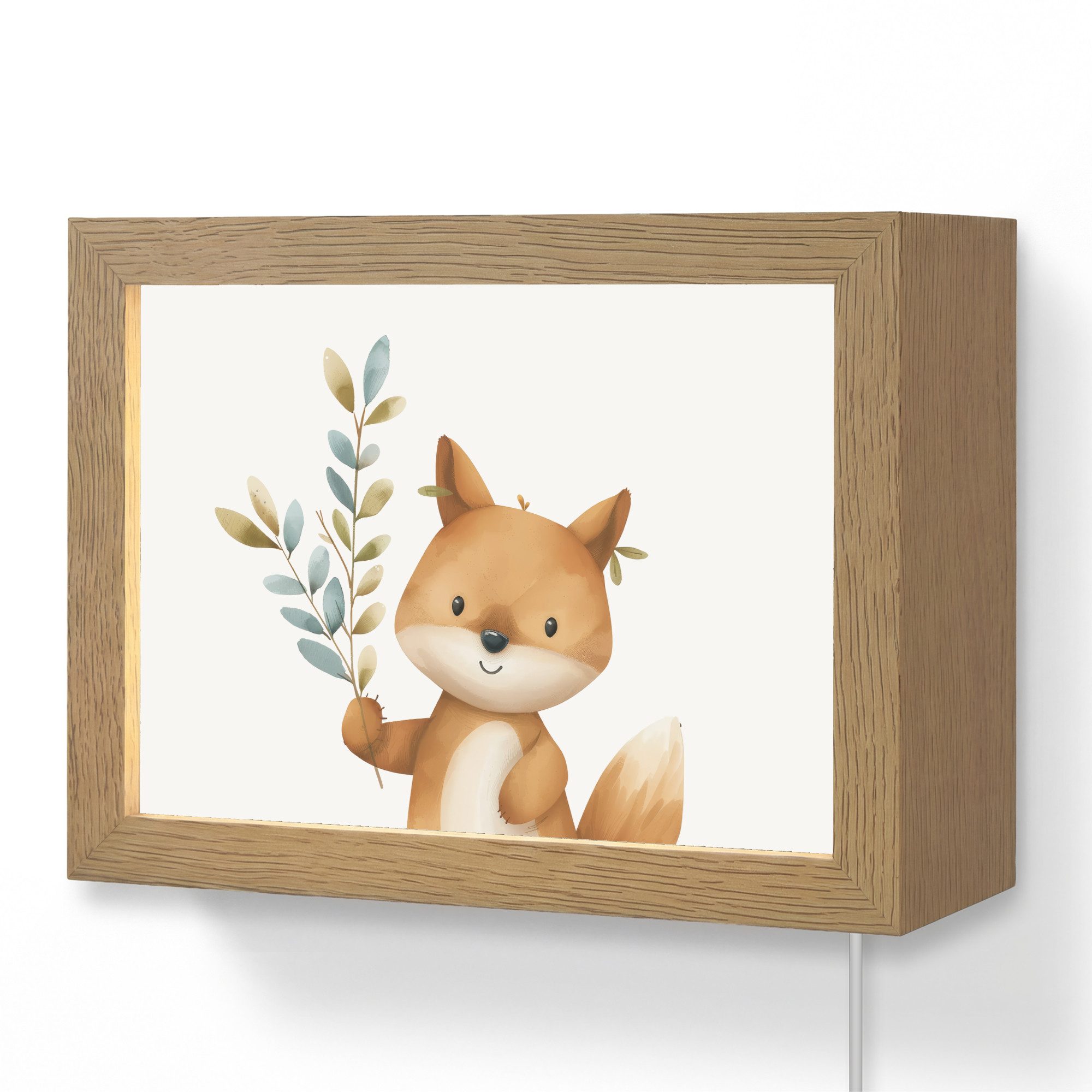 OnlyWow Wandleuchte Lightbox Fuchs - Tier - Waldtiere - Mädchen, Dimmbar, Farbwechsel, LED, Warmweiß, Kaltweiß, Neutralweiß Einstellbar, Wandlampe Innen, Dimmbar, mit Kabel, LED, Modern, Kinder