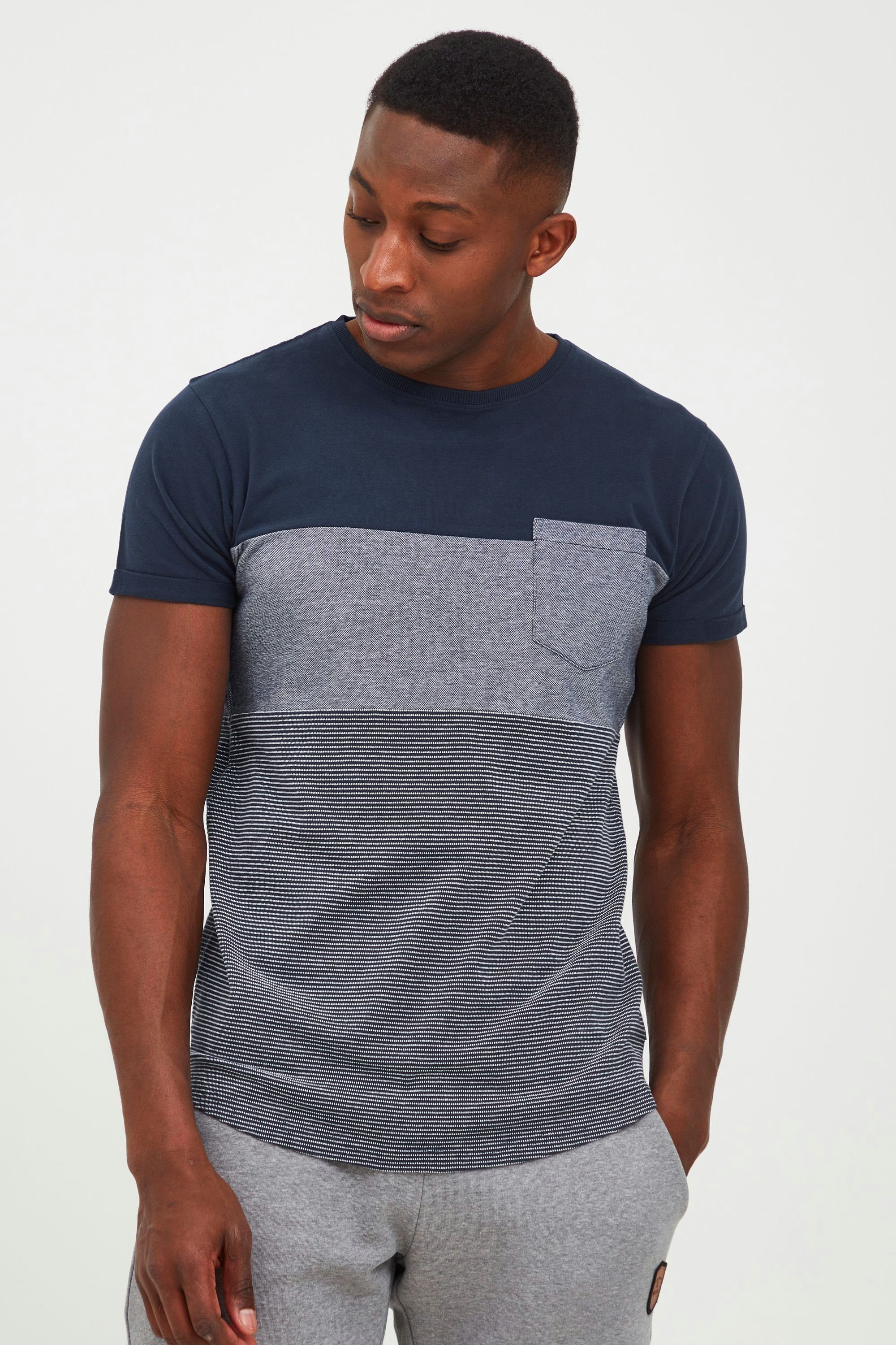 Indicode im T-Shirt IDMorler Navy T-Shirt (400) Colorblock-Look