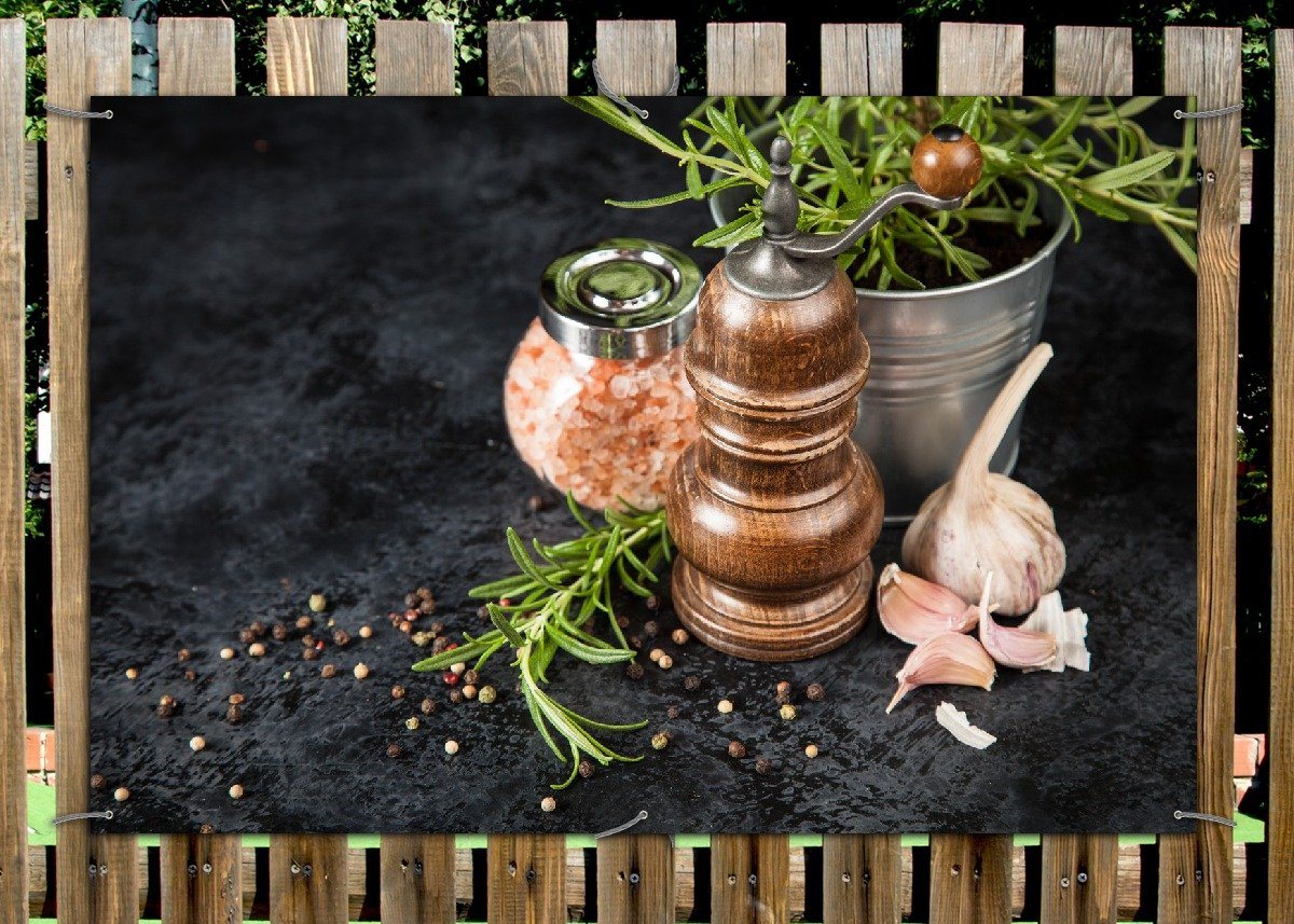 Thumbnail - Wallario Sichtschutzzaunmatten Salz und Pfeffer mit Knoblauch und Rosmarin