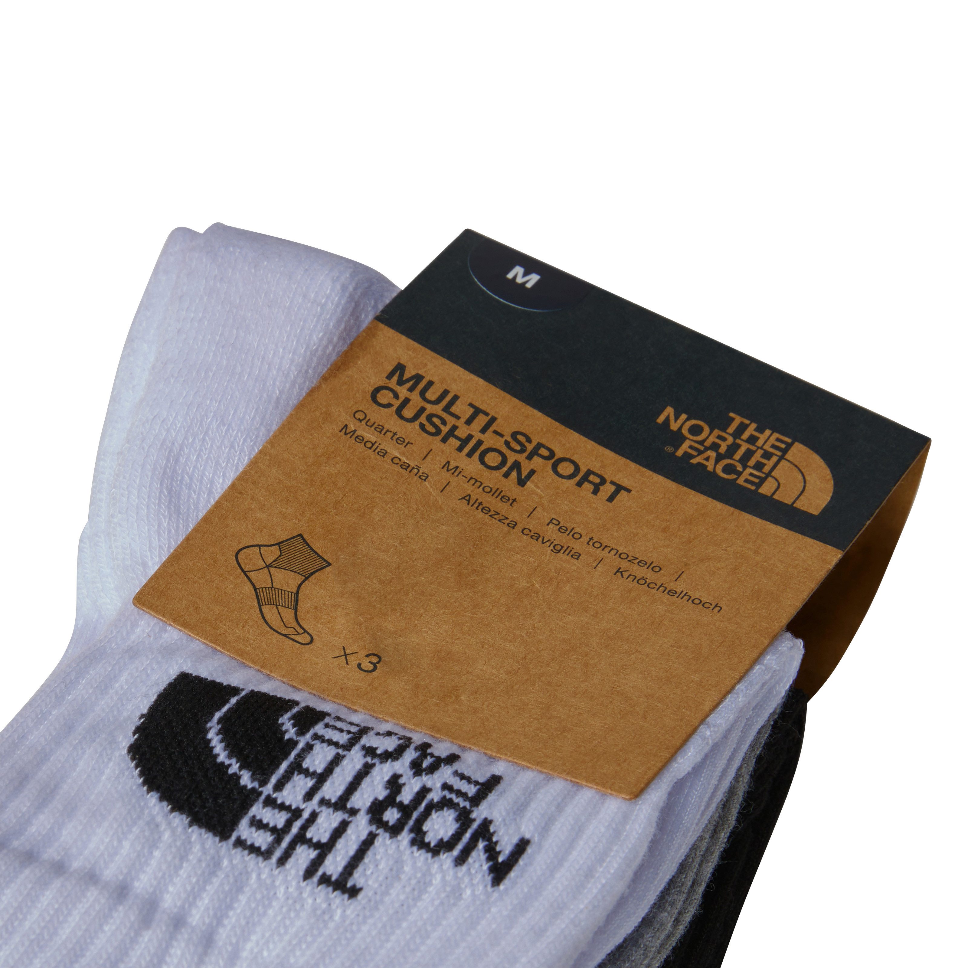 The North Face Sportsocken MULTI SPORT CUSH QUARTER SOCK 3P (Packung, 3-Paar) für Erwachsene, mit Logostickerei, mit Belüftungszonen