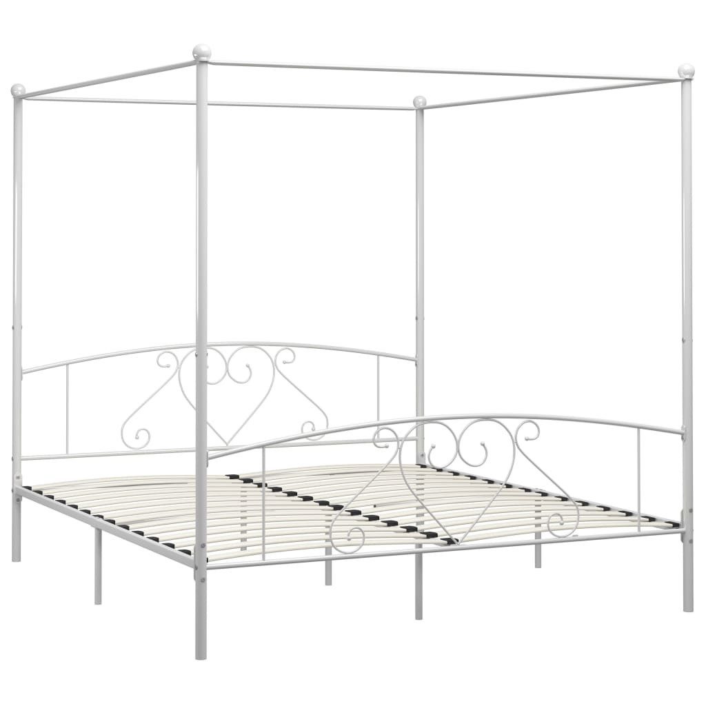 vidaXL Himmelbett 200 x 200 cm Himmelbett Metallgestell 200x200 cm Weiß für eleganten Sc