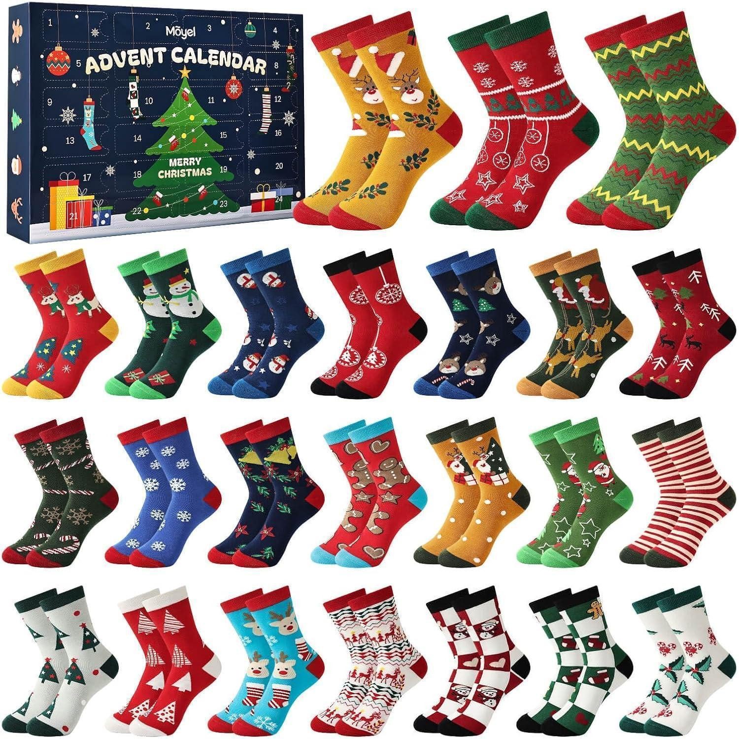 LuxusKollektion Adventskalender Adventskalender Socken Damen 2025 Geschenke Mehrfarbig 24 Paare 39-42