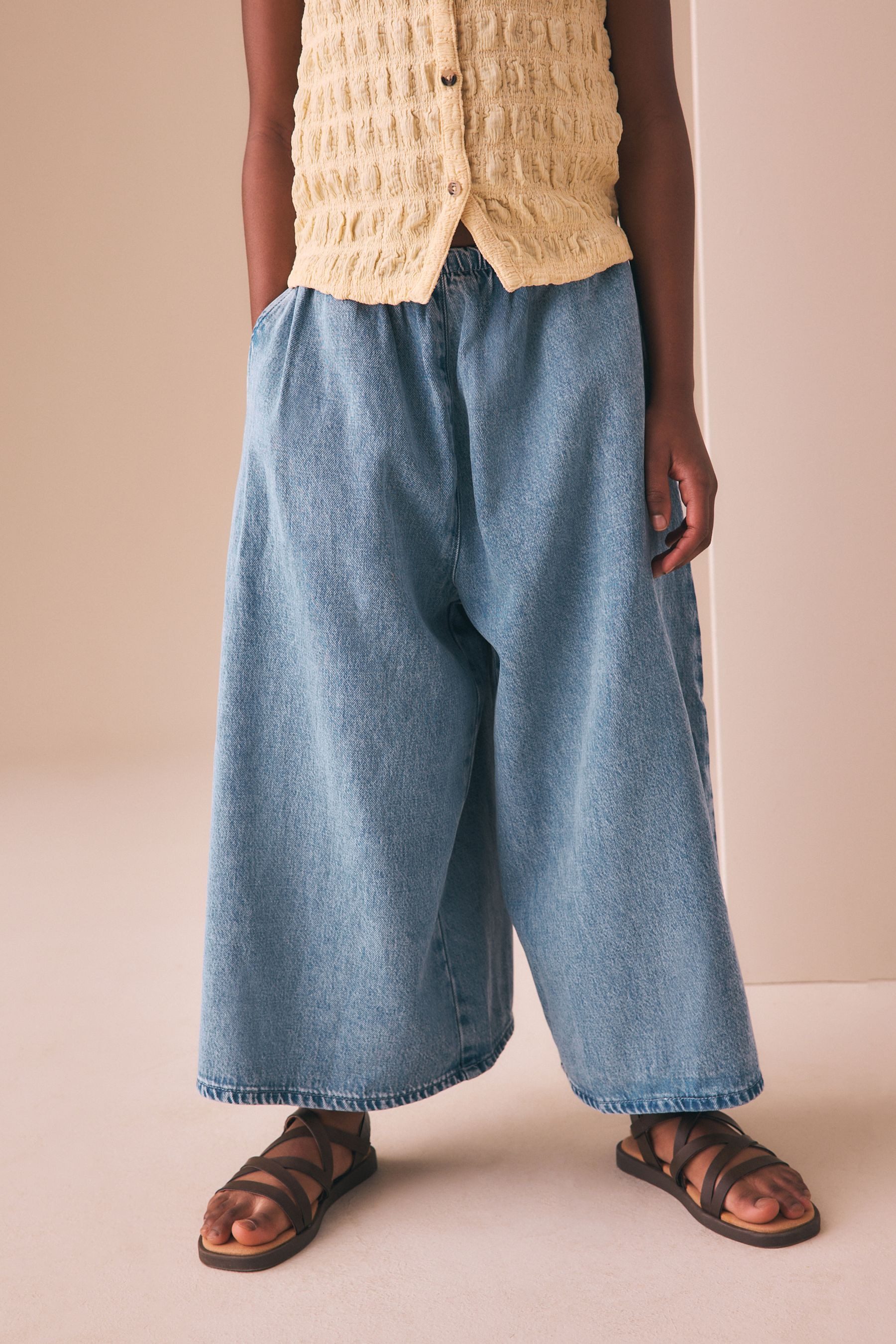 Dehnbund-Jeans Culotte-Hosen
