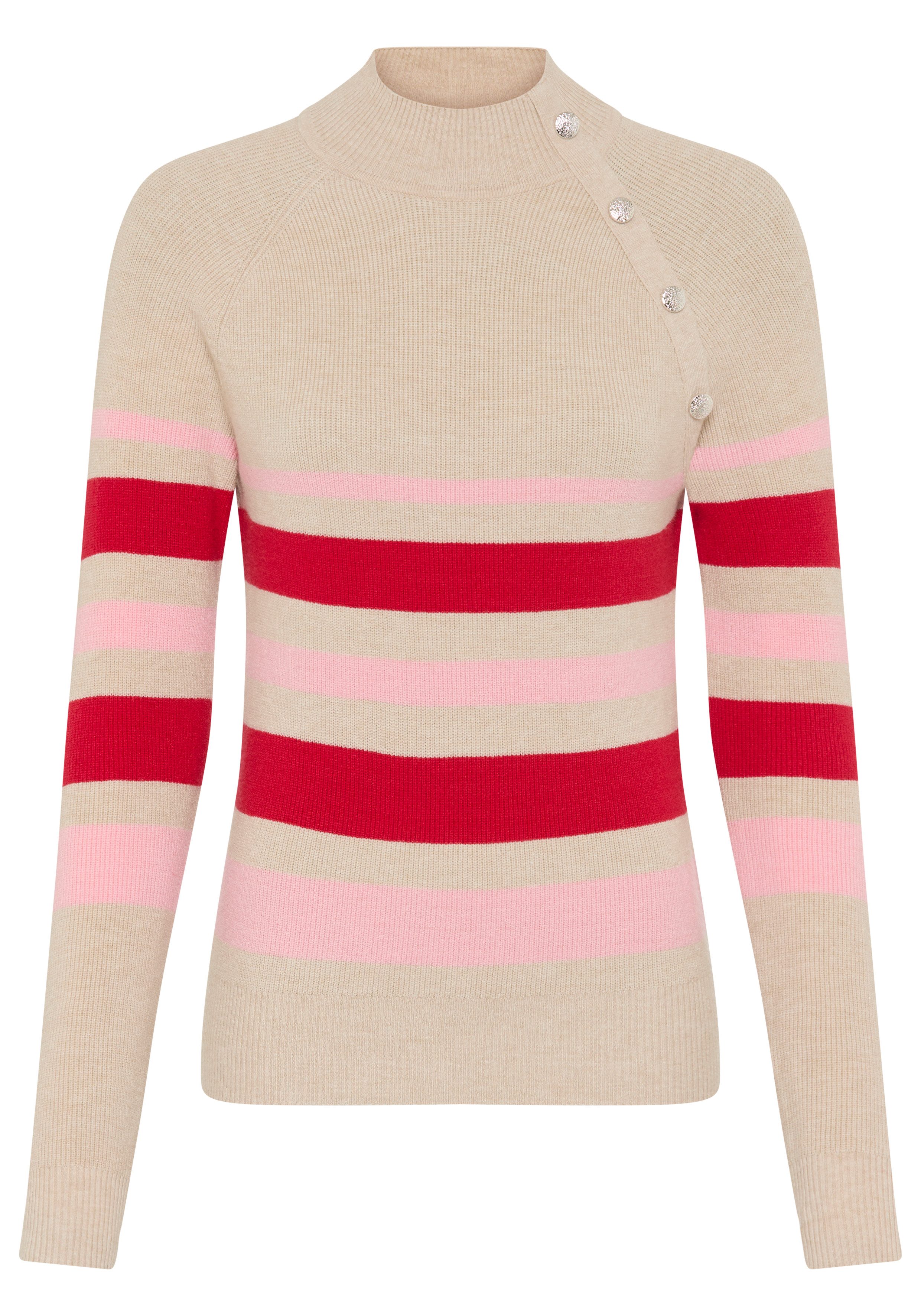 Laura Scott Strickpullover Winterstrick mit trendy Streifendesign und Knöpfen - NEUE KOLLEKTION
