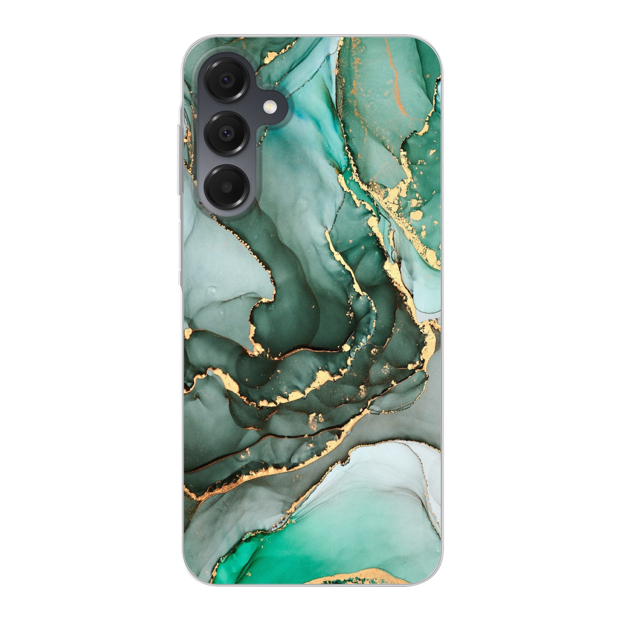 MuchoWow Handyhülle für Samsung Galaxy A16 5G Gold - Marmor - Grün - Luxus - Marmoroptik -, Phone Case, Silikon, Schutzhülle Dünn