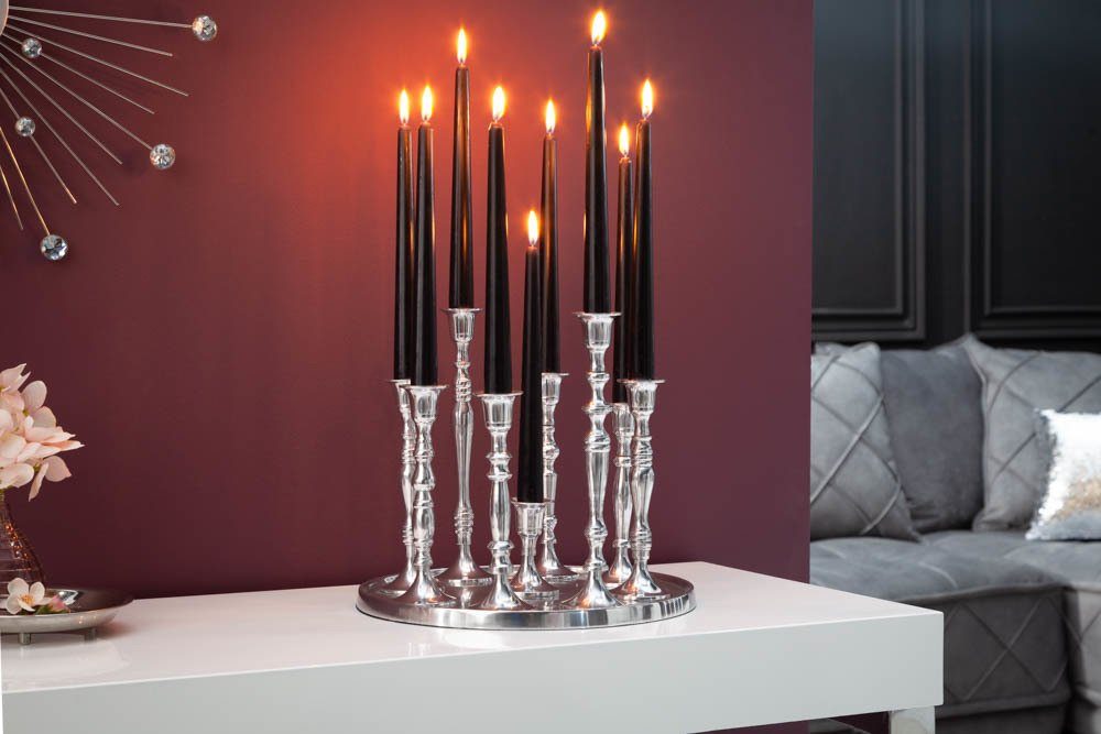 · BAROCK · Metall riess-ambiente Deko · Barock-Design (1 St), 25cm silber Kerzenständer MODERN Kerzenhalter