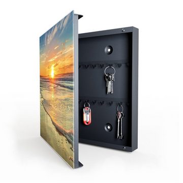 Primedeco Schlüsselkasten Dekor-Schlüsselkasten, Magnetpinnwand und Memoboard mit Glasfront Motiv Sonnenuntergang am Meer