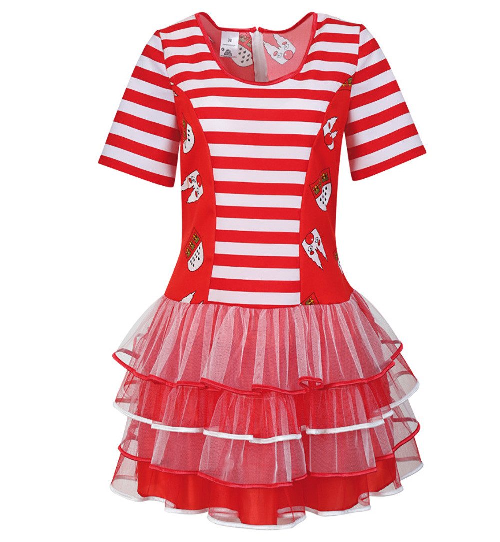 Fries Kostüm Damen Kleid Kölle Alaaf Köln Karneval Fasching Party Rot Weiß