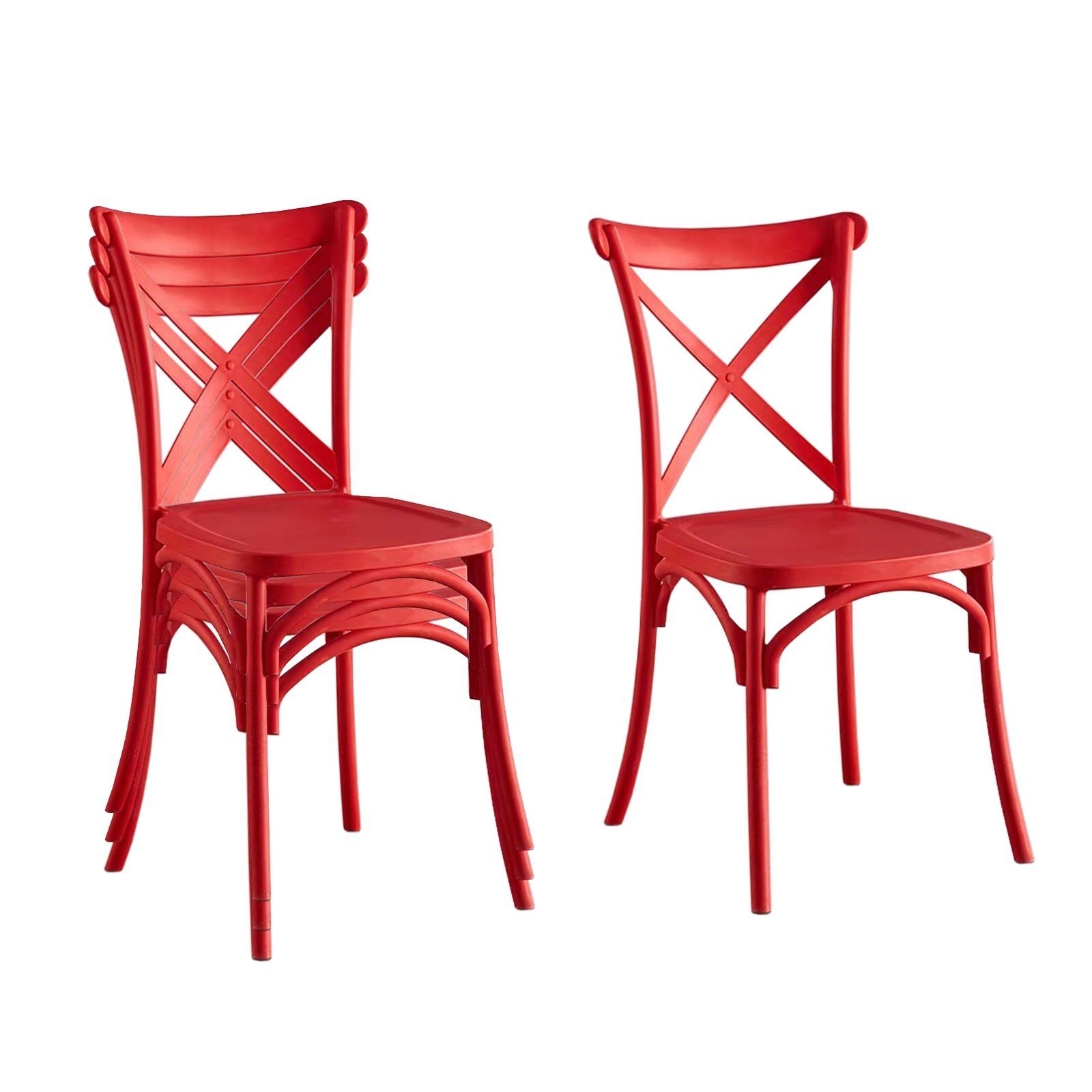 Stuhl Esszimmerstuhl Rot HTI-Living 4er-Set Stapelstuhl Bryne Kunststoffstuhl Bistrostuhl Stapelstuhl 4 St), (Set,