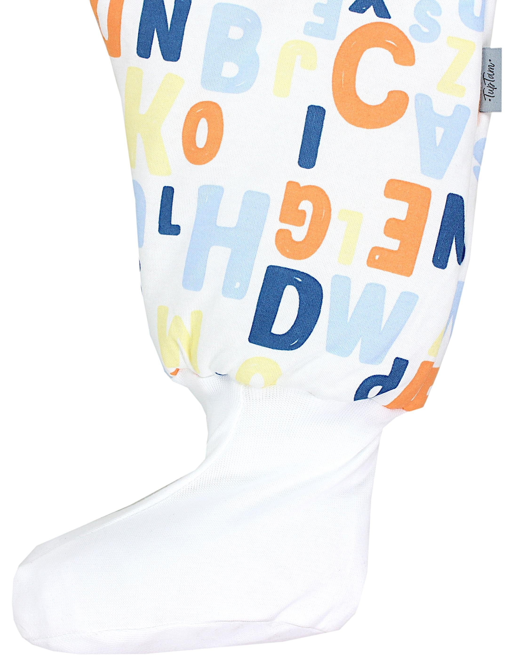 TupTam Babyschlafsack Beinen Orange mit TOG Gelb OEKO-TEX zertifiziert, Blau Winterschlafsack 2.5 und Buchstaben Füßen