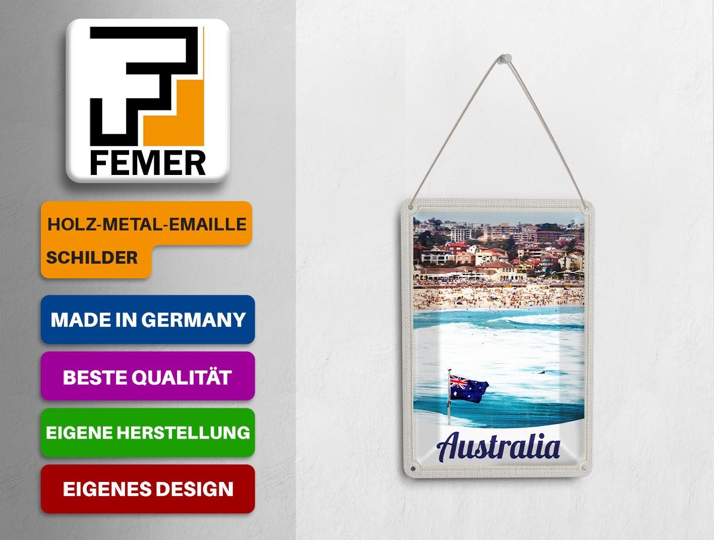 Femer GmbH Postkarte Reise 10x14cm Australien Strand Meer Wellen Sonne, unfrankiert