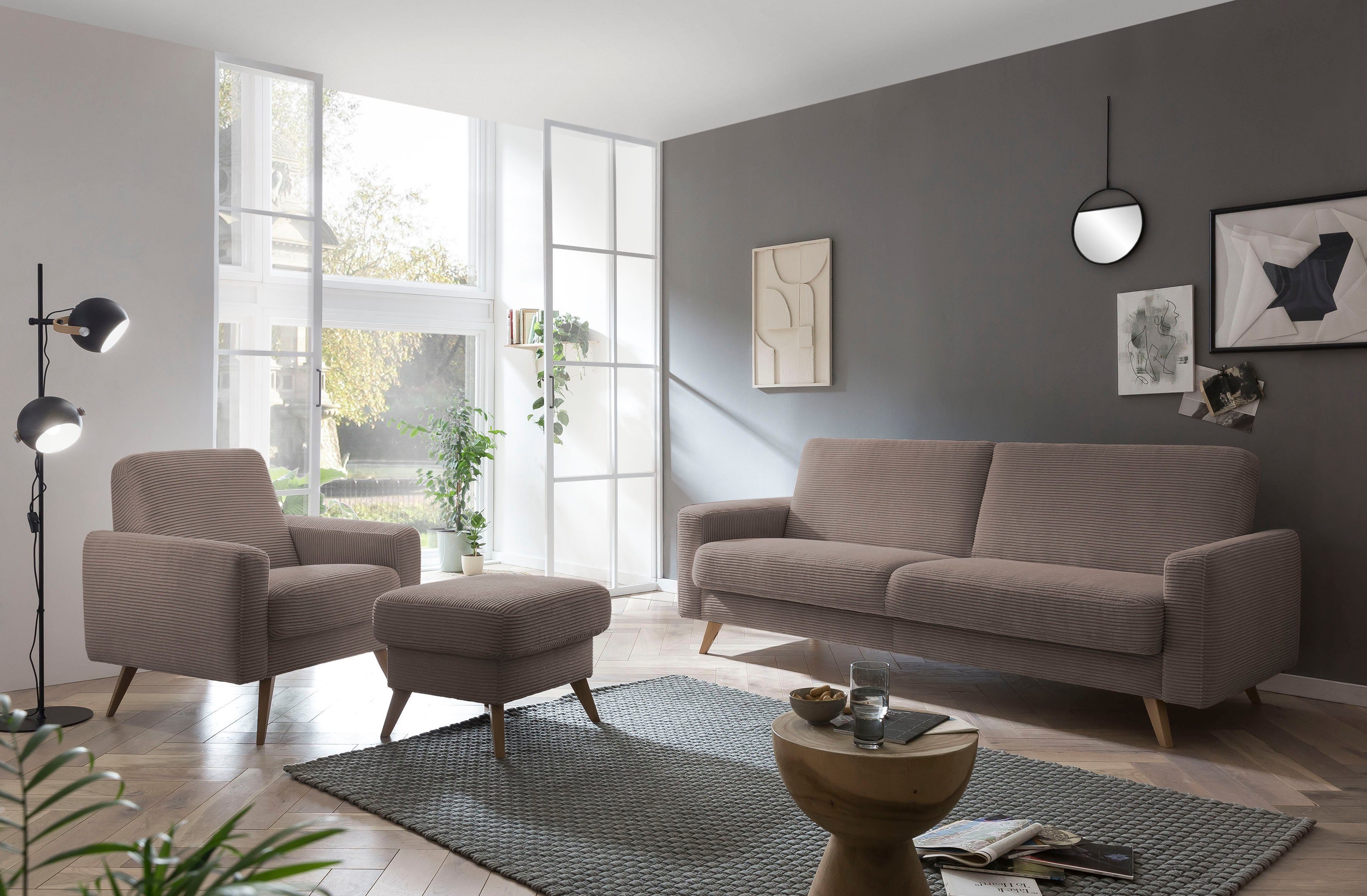 Samso, cappucino - sofa Bettkasten exxpo Inklusive 3-Sitzer und fashion Bettfunktion