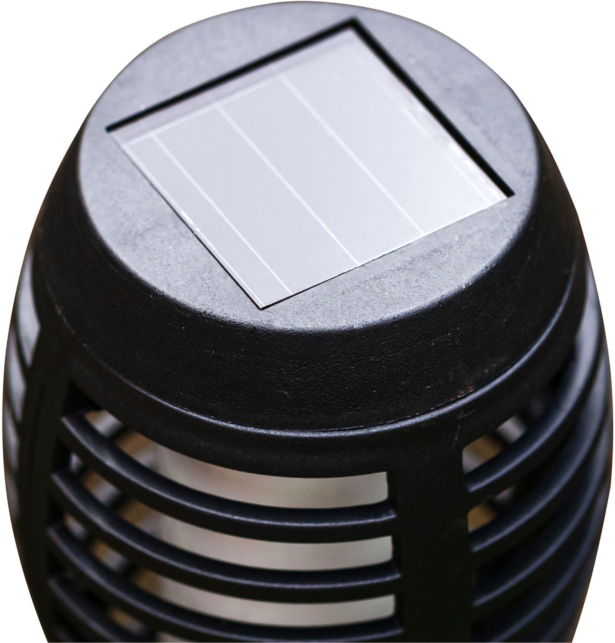 näve LED Solarleuchte Fanilo, Tageslichtsensor, LED fest integriert, Warmweiß, 5er Set Fackeln, Flammeneffekt, schwarz, LED warmweiß, H: 45cm, D: 6cm