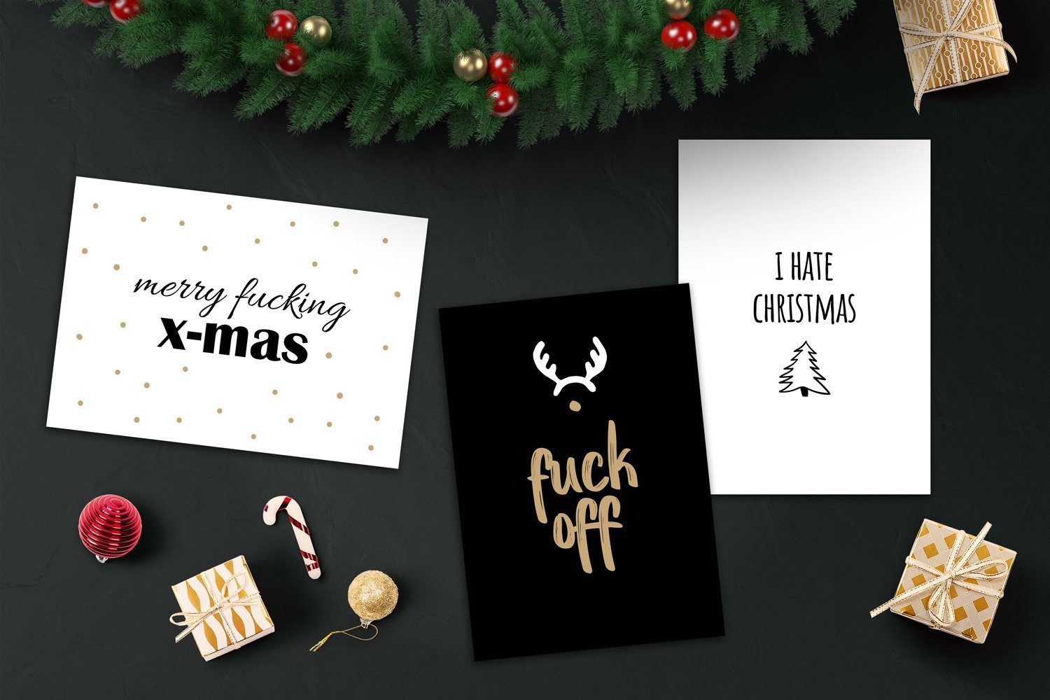 in - für Set bigdaygraphix Weihnachtskarten Weihnachtsgegner, Weihnachtskarte Anti Weihnachtskarten Germany Made 10