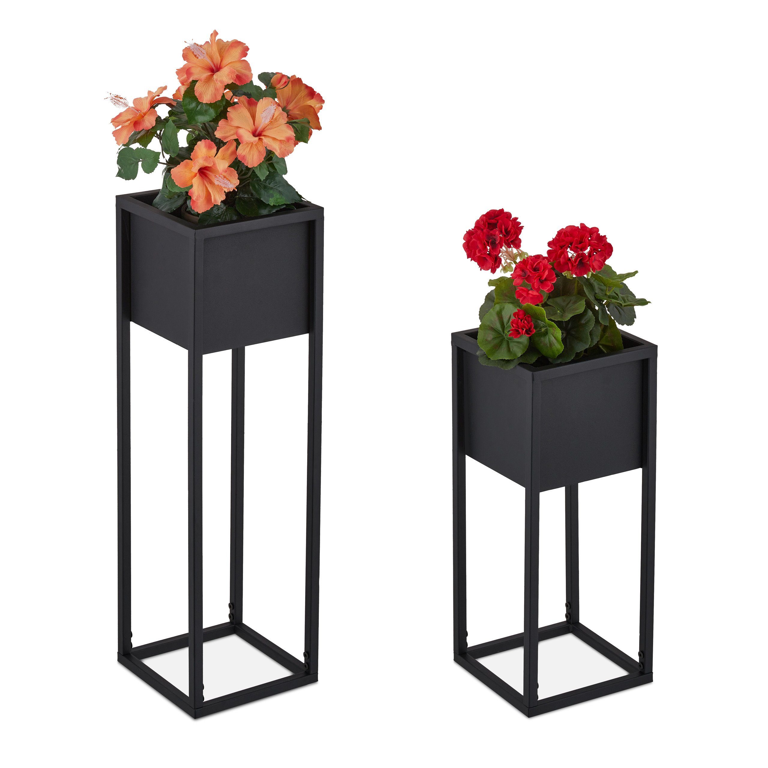 relaxdays Blumenständer Metall Blumenständer 2er Set in Schwarz günstig online kaufen