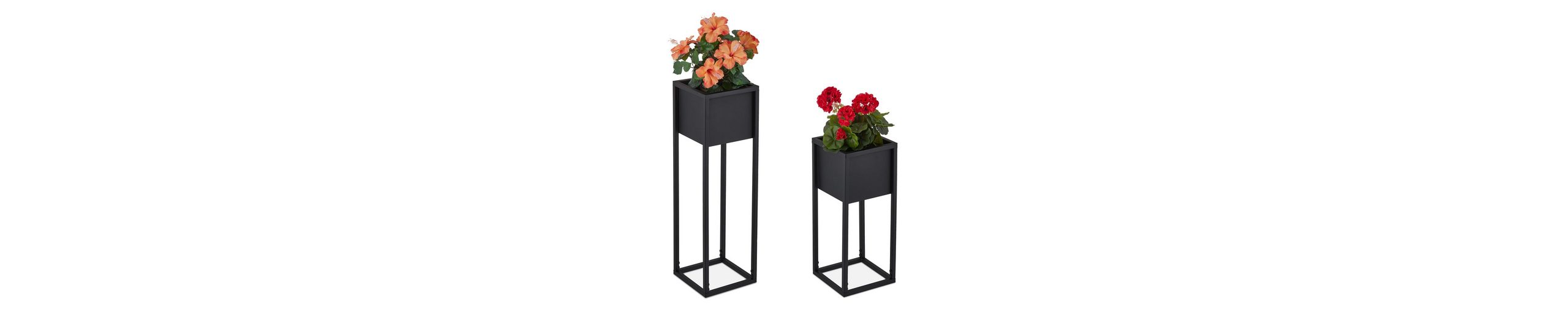 relaxdays Blumenständer »Metall Blumenständer 2er Set in Schwarz« (2er
